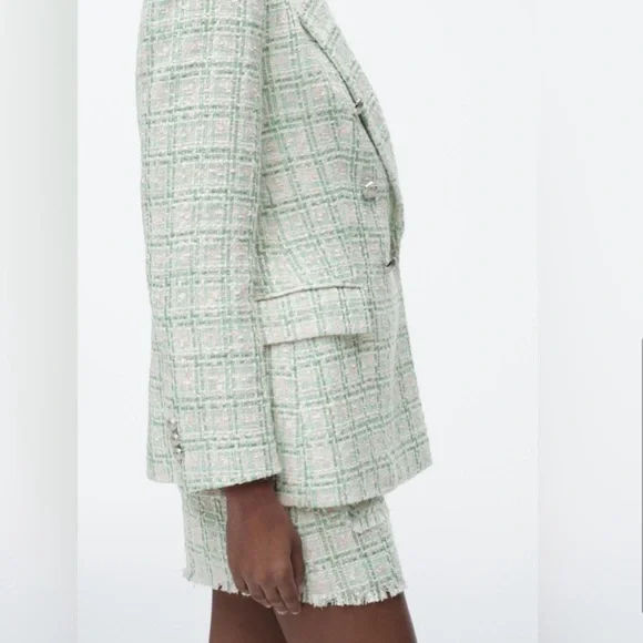SOLD 💟 ZARA Double-breasted Textured Weave Size Large - Picture 2 of 16